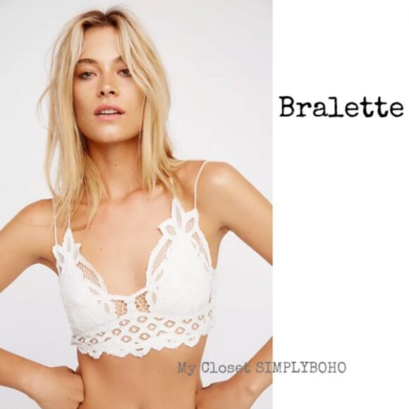 NWOT - WHITE BRALETTE unbranded Boho-inspired bralette white - Picture 1 of 13
